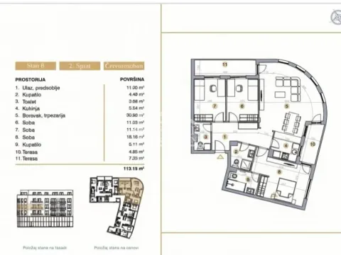 Prodaja, četvorosoban stan, 113m², Bežanijska Kosa 3, Bežanijska Kosa Sve Podlokacije
