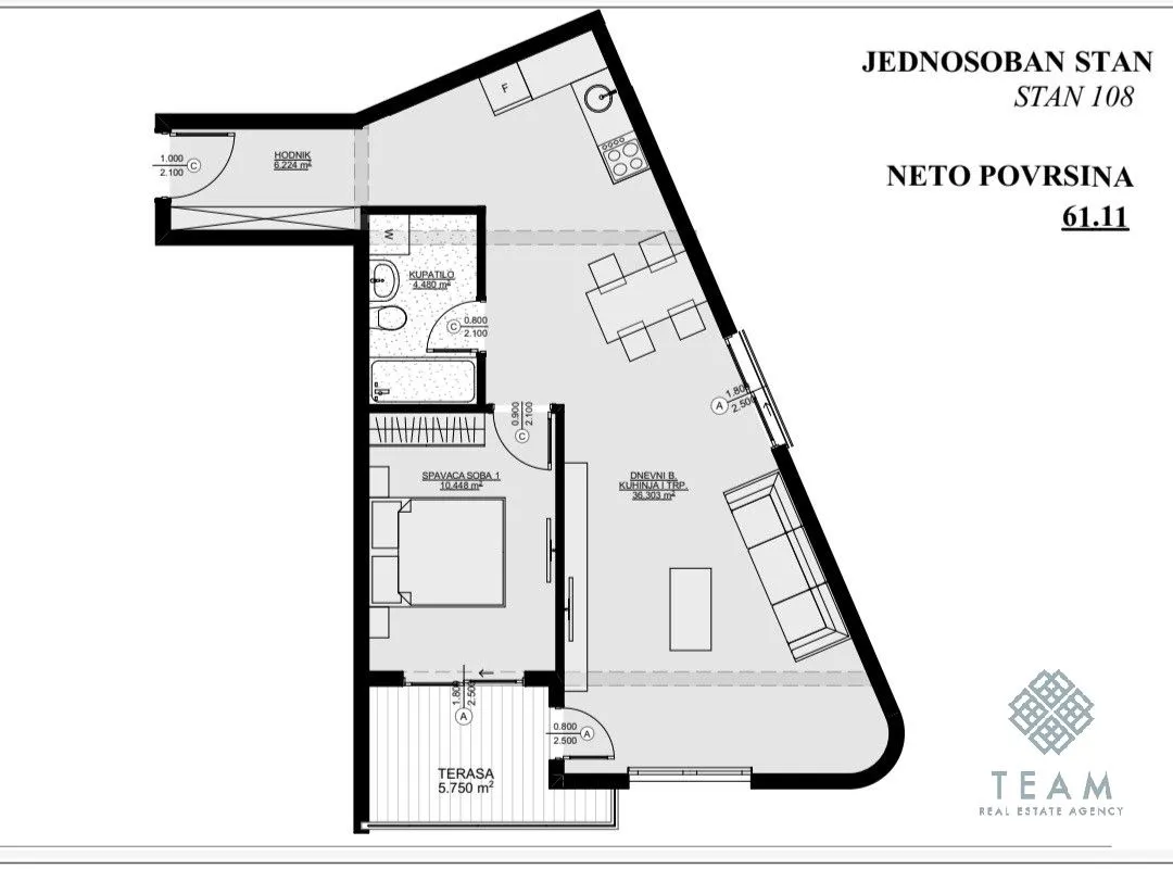 Sale, one bedroom apartment, 61m², Ulcinj, Crna Gora