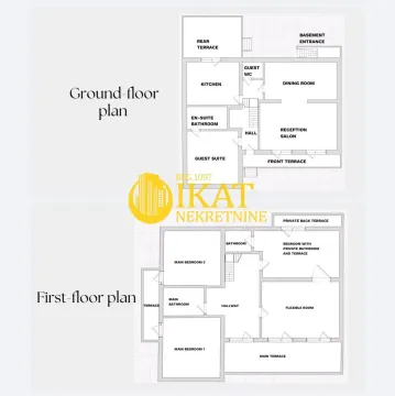 Ground floor and first floor plan of the house showing the room layout. - image 4