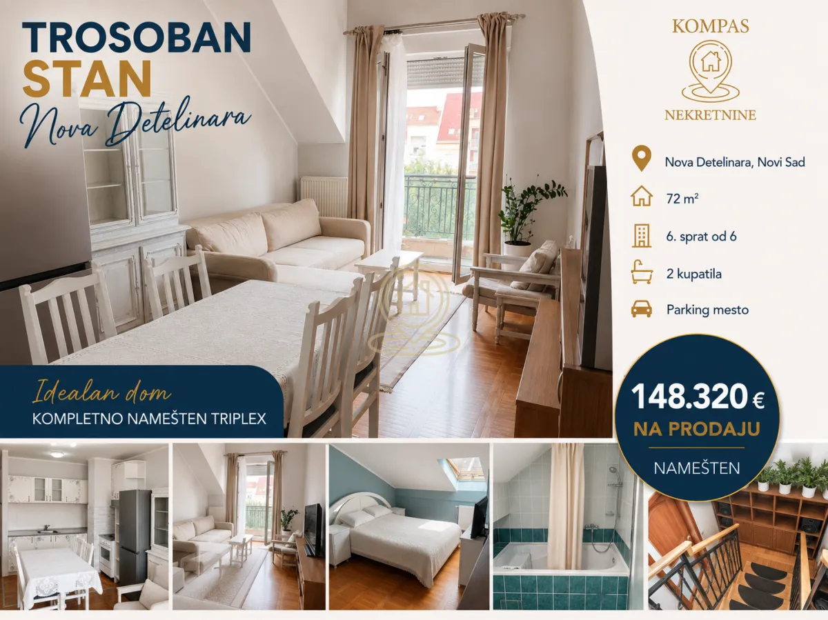Sale, three bedroom apartment, 72m², Nova Detelinara, Novi Sad Sve Podlokacije