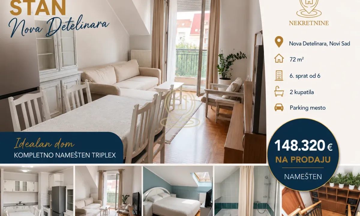 Prodaja, trosoban stan, 72m², Nova Detelinara, Novi Sad Sve Podlokacije
