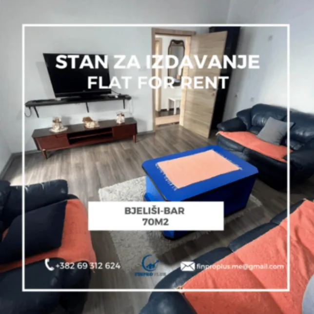 Rent, two bedroom apartment, 70m², Bjeliši, Bar