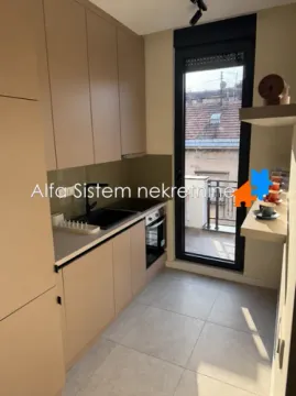 Modern kitchen with built-in cabinetry and access to the terrace. - image 7