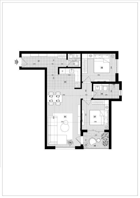 Sale, one bedroom apartment, 42m², Šušanj, Bar