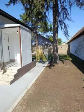 Pogled na dvorište i ulaz u kuću sa stablima i popločanim stazama. - image 5