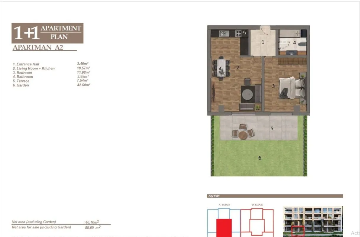 Prodaja, jednosoban stan, 46m², Baošići, Herceg Novi