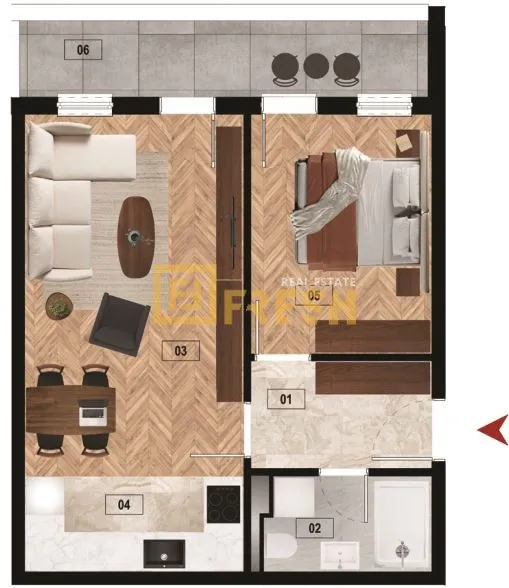 Prodaja, jednosoban stan, 48m², Zabjelo, Podgorica