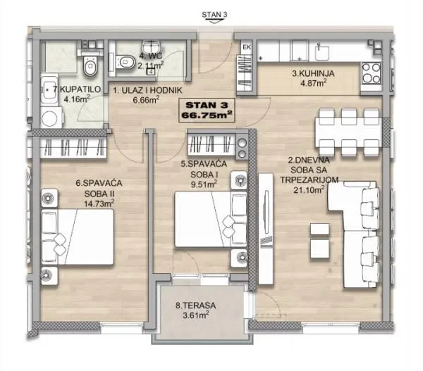 Prodaja, dvosoban stan, 67m², Pantelej, Niš