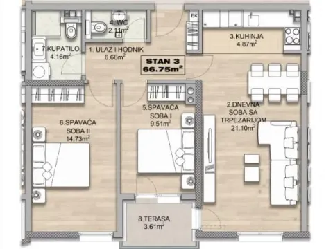 Sale, two bedroom apartment, 67m², Pantelej, Niš - image 4
