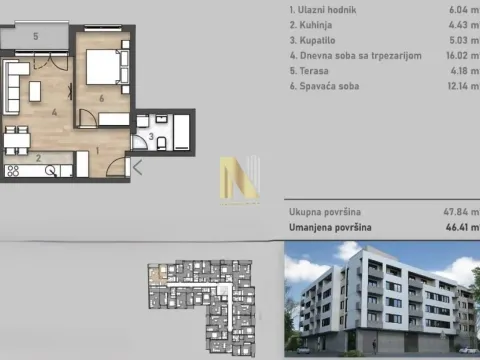 Prodaja, dvosoban stan, 47m², Salajka, Novi Sad Sve Podlokacije - image 2