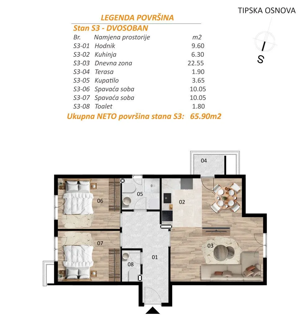 Prodaja, stan, 65m², Zabjelo, Podgorica