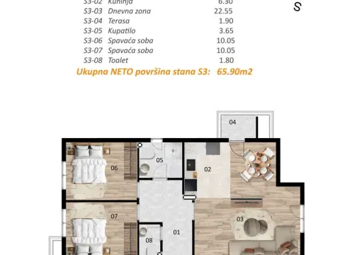 Prodaja, stan, 65m², Zabjelo, Podgorica - image 3