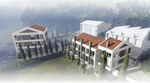 Arhitektonski render stambenog kompleksa sa zgradama i uređenim dvorištem. - image 2
