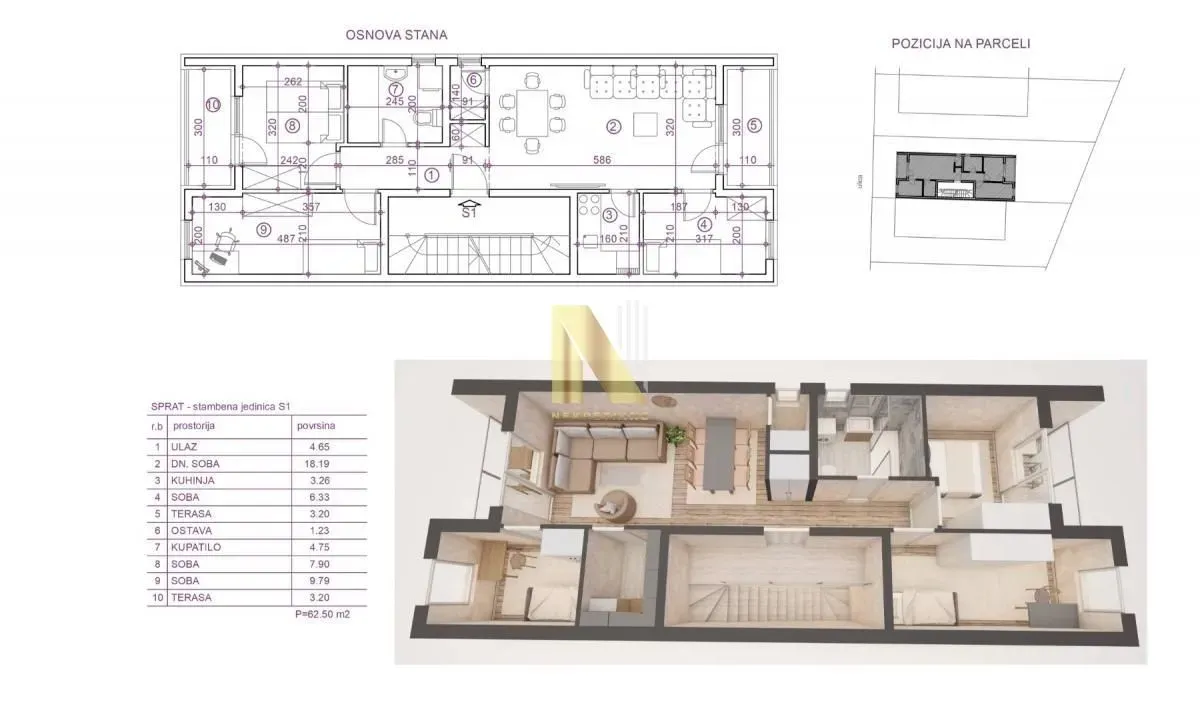 Sale, three bedroom apartment, 63m², Vidovdansko naselje, Novi Sad Sve Podlokacije