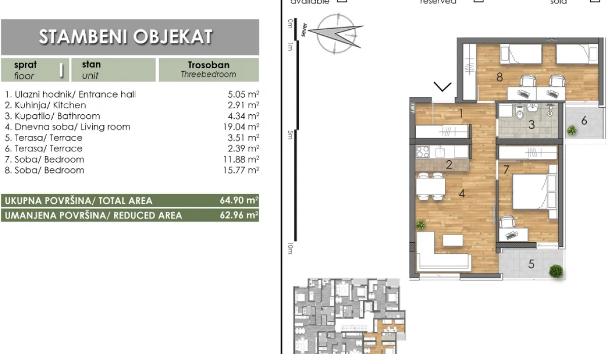 Prodaja, trosoban stan, 63m², Bulevar Oslobodjenja, Novi Sad Sve Podlokacije