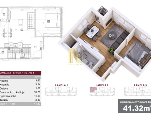 Sale, one bedroom apartment, 41m², Veternik, Novi Sad Sve Podlokacije