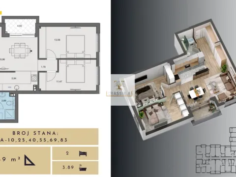 Prodaja, dvosoban stan, 67m², Budva, Crna Gora