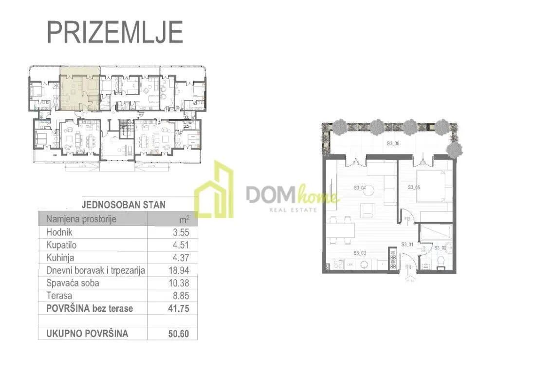 Prodaja, jednosoban stan, 51m², Tološi, Podgorica