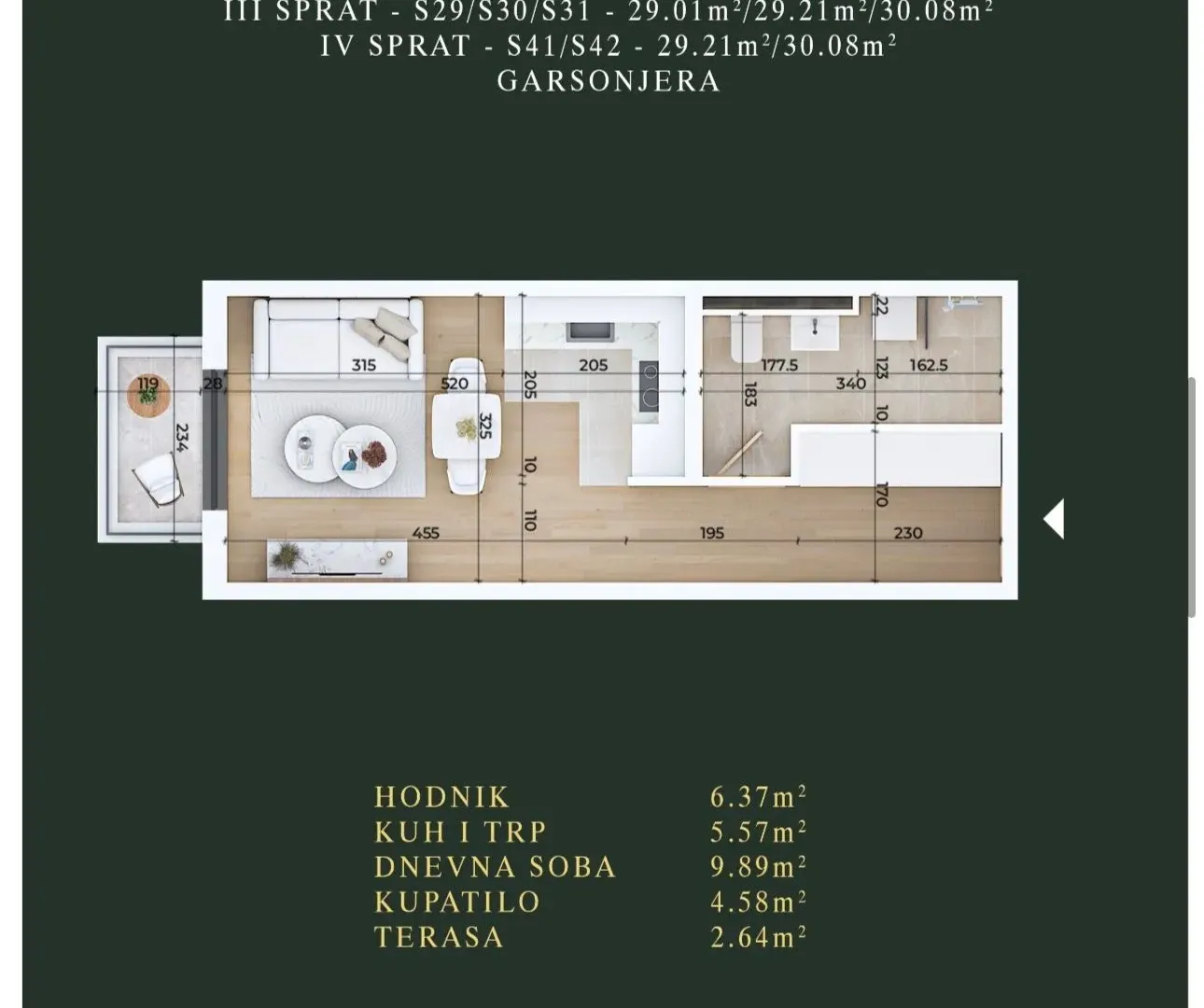 Sale, studio apartment, 29m², Stari Aerodrom, Podgorica