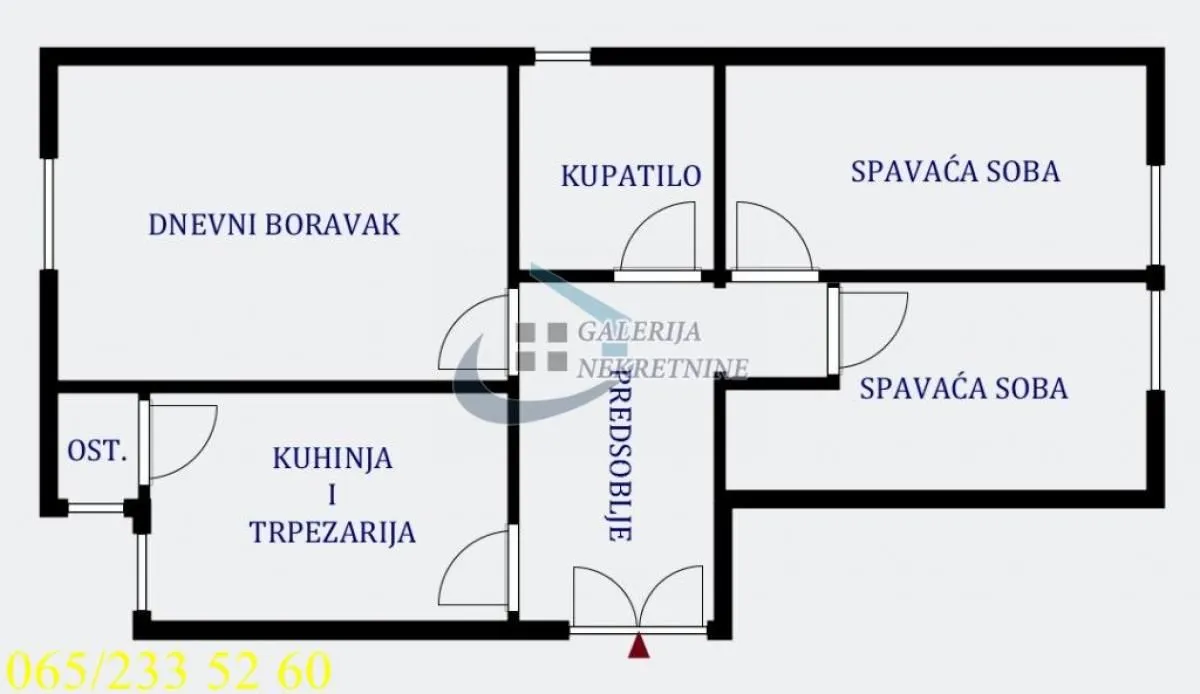 Sale, two bedroom apartment, 57m², Stari Grad, Beograd
