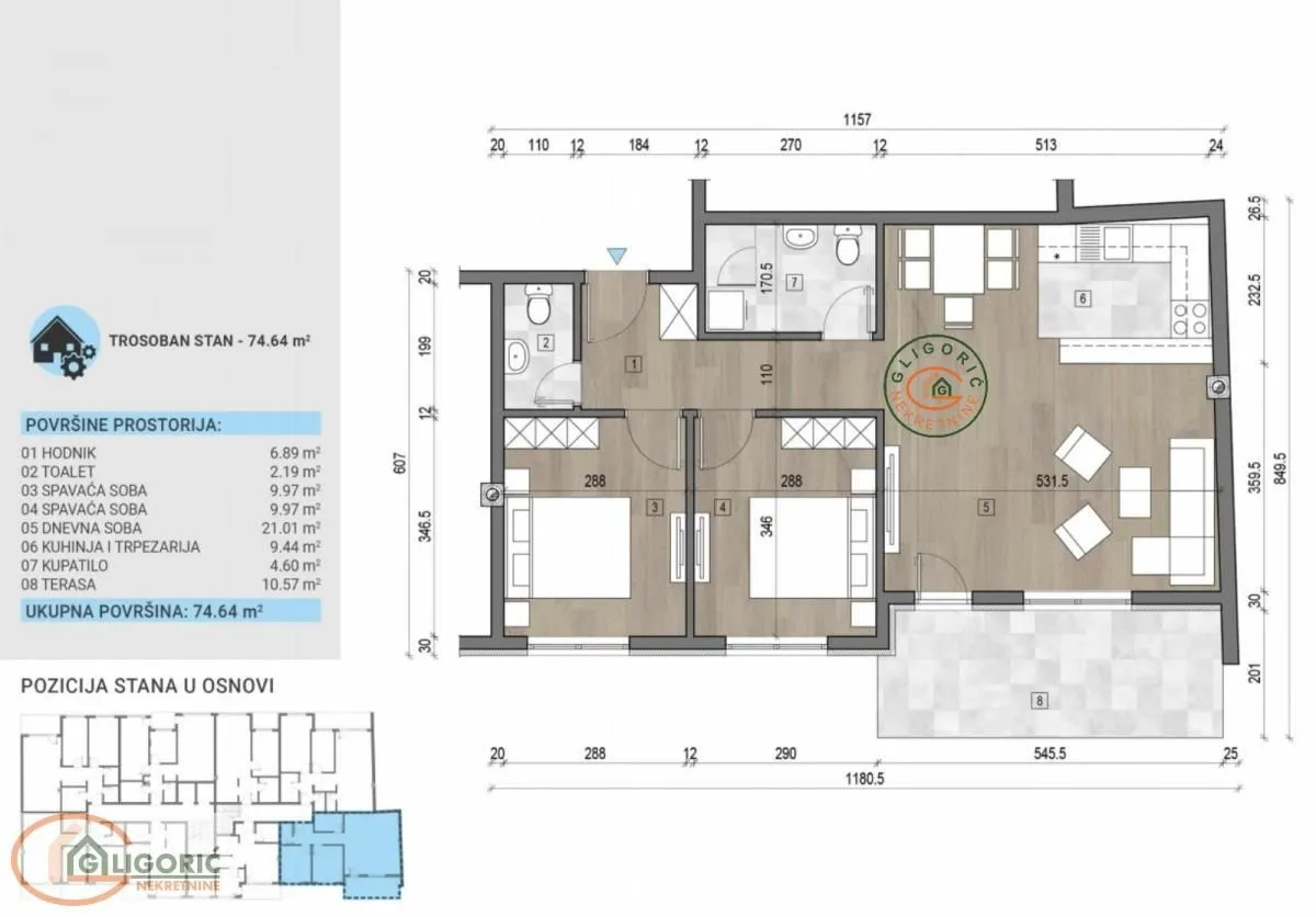 Prodaja, trosoban stan, 75m², Voždovac Sve Podlokacije, Beograd