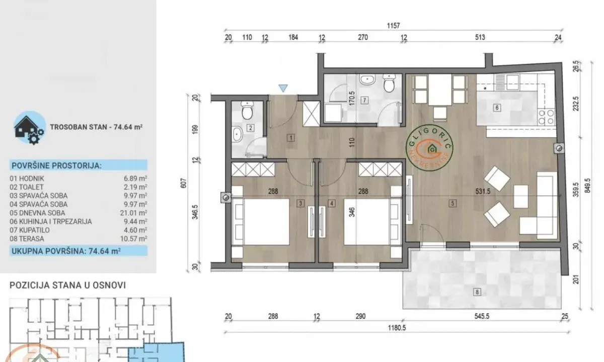 Prodaja, trosoban stan, 75m², Voždovac Sve Podlokacije, Beograd
