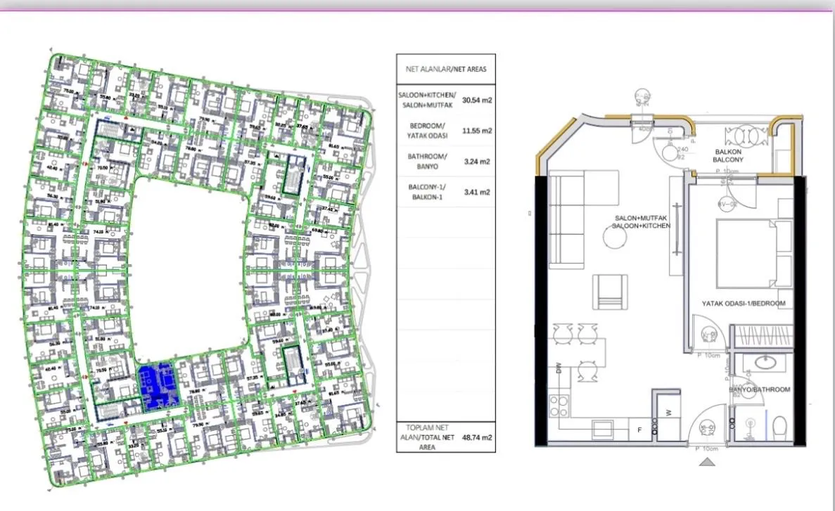 Sale, one bedroom apartment, 49m², Ilino, Bar