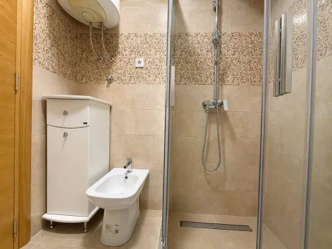 Modernly equipped bathroom with a walk-in shower and bidet. - image 7