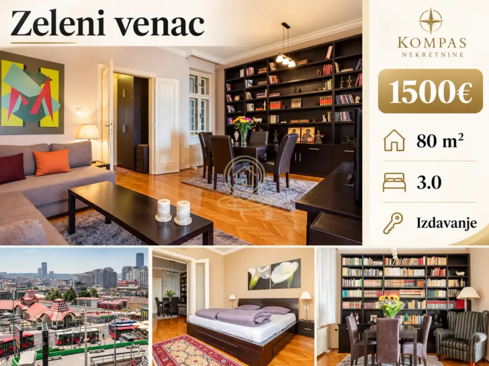 Izdavanje, trosoban stan, 80m², Stari Grad, Beograd
