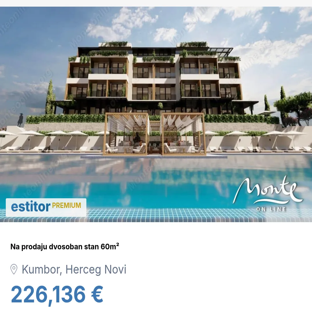 Prodaja, dvosoban stan, 60m², Kumbor, Herceg Novi