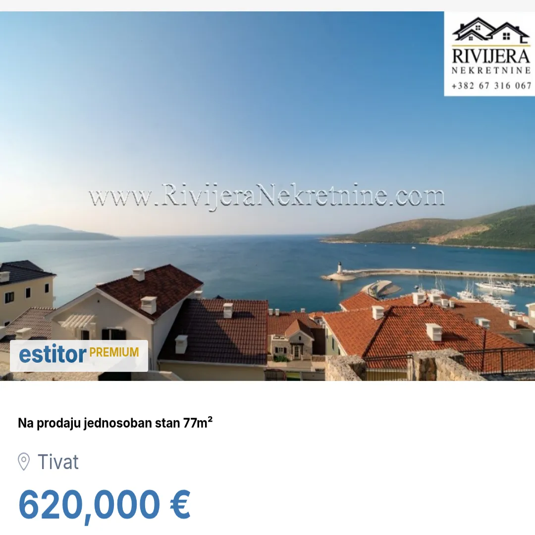Prodaja, jednosoban stan, 77m², Luštica Bay, Tivat