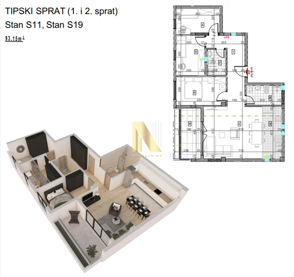 Prodaja, četvorosoban stan, 93m², Novi Sad, Srbija