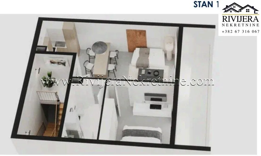 Prodaja, jednosoban stan, 57m², Tivat, Crna Gora