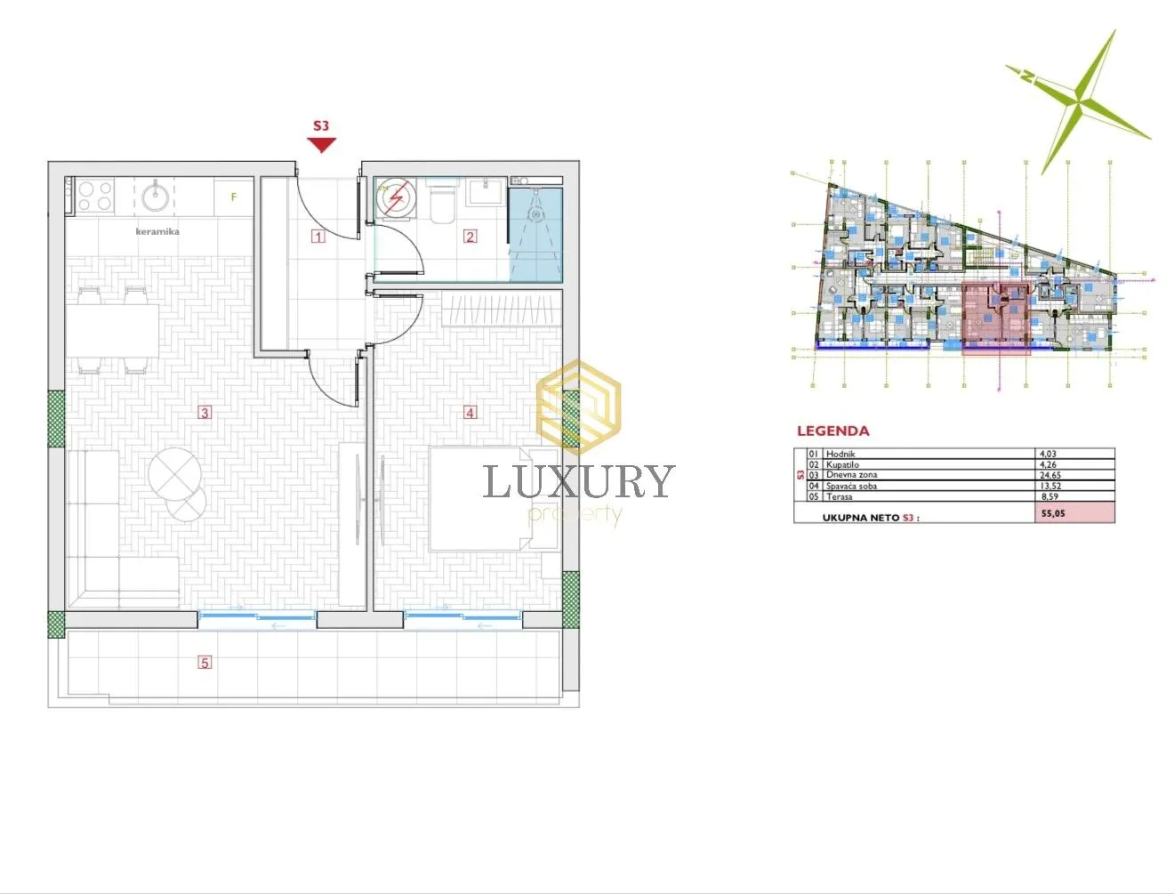Prodaja, jednosoban stan, 55m², Kod Big Fashion-a, Podgorica
