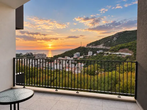 Modern balcony with a sea view and sunset. - image 8