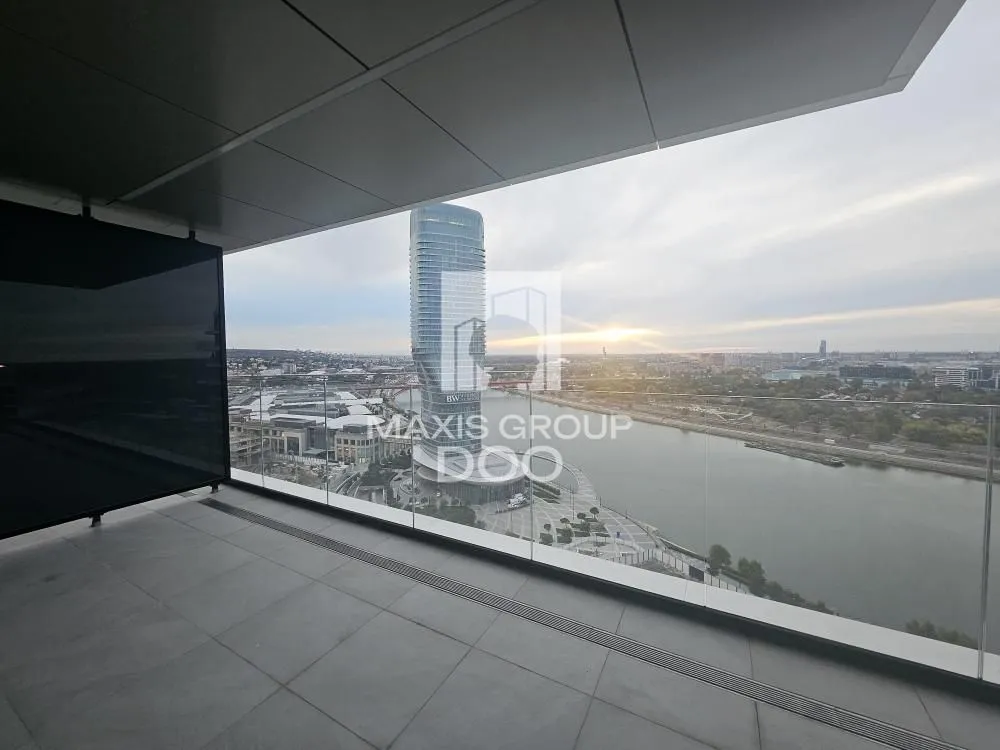 View from the terrace overlooking the city and the river.