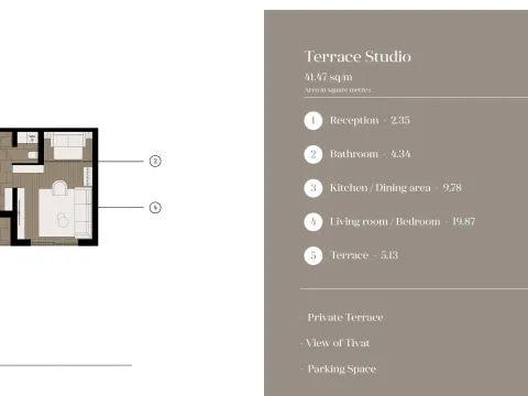 Prodaja, garsonjera, 41m², Tivat, Crna Gora - image 2
