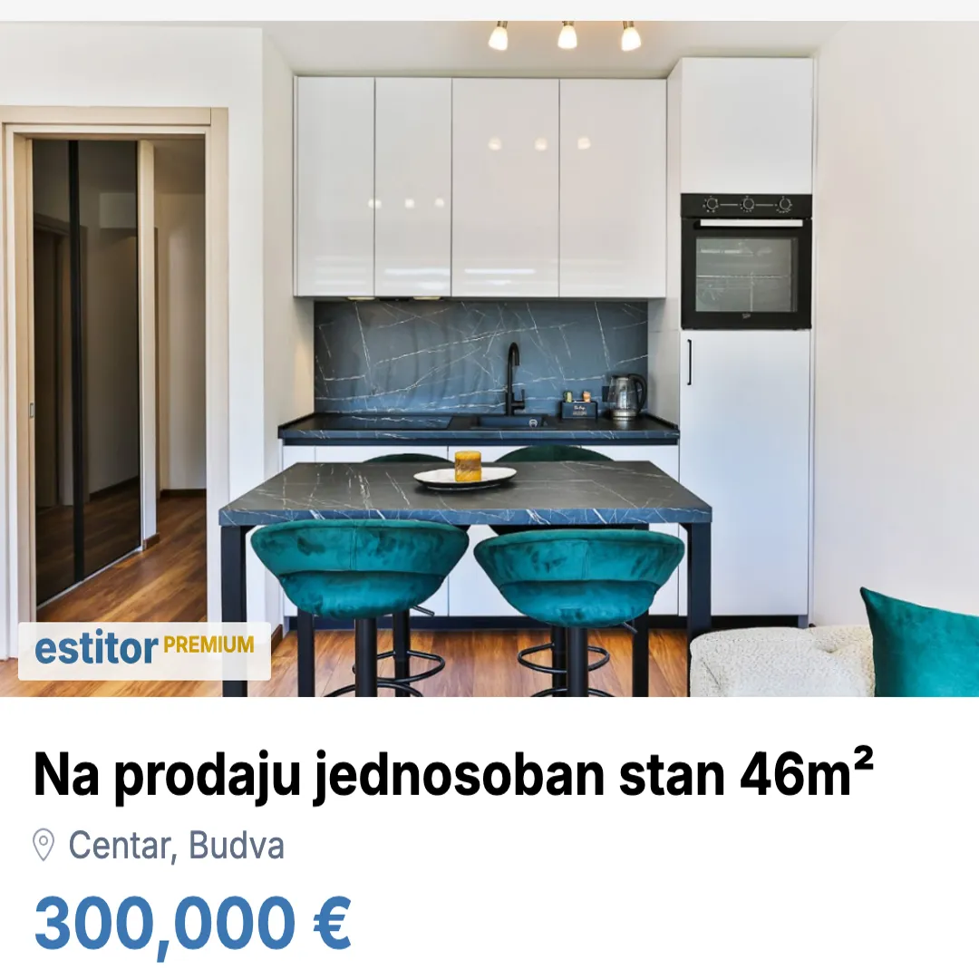 Prodaja, jednosoban stan, 46m², Centar, Budva