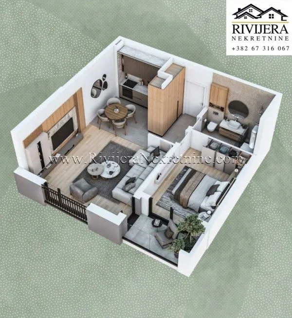 Prodaja, jednosoban stan, 55m², Radanovići, Kotor