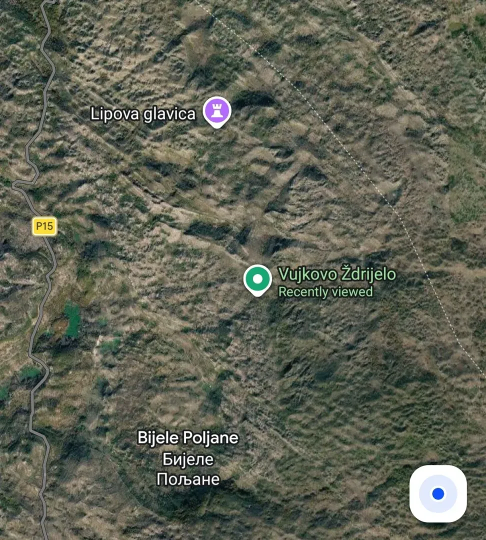Satelitski snimak terena sa označenim lokacijama.