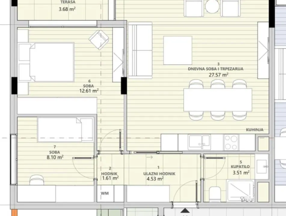 Prodaja, dvosoban stan, 62m², Zabjelo, Podgorica