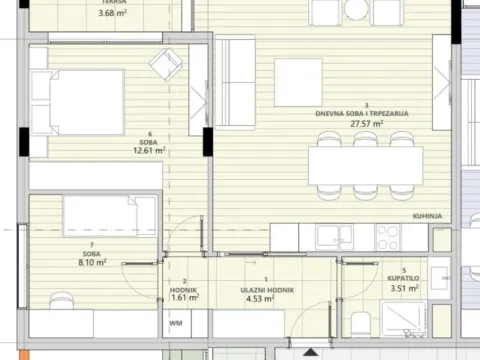 Prodaja, dvosoban stan, 62m², Zabjelo, Podgorica