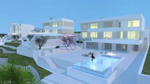 Spoljni izgled modernih vila sa bazenom i uređenim dvorištem. - image 10