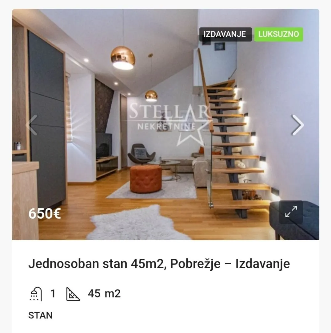 Izdavanje, dvosoban stan, 70m², Preko Morače, Podgorica