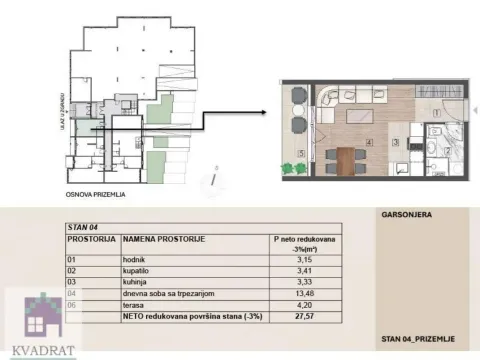 Sale, studio apartment, 27m², Obrenovac, Beograd - image 1
