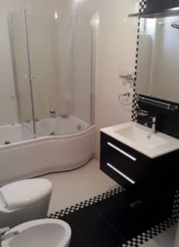 Kupatilo opremljeno tuš-kadom, umivaonikom i sanitarijama. - image 8