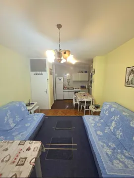 Dnevna soba sa garniturom za sedenje i pogledom na kuhinju u pozadini. - image 3