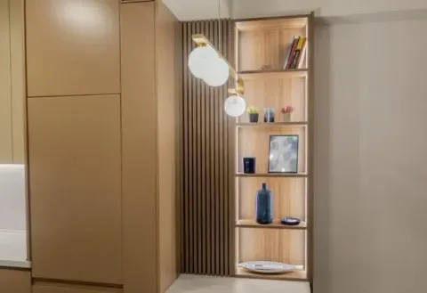 Modern kitchen with built-in units and decorative lighting. - image 8