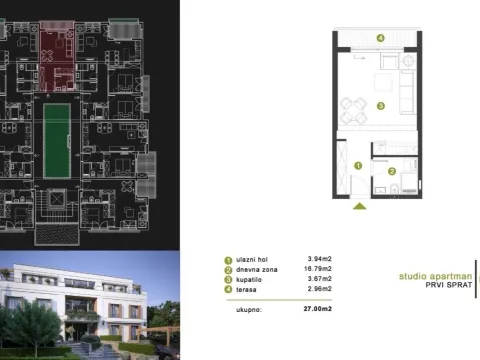 Sale, studio apartment, 27m², Dobrota, Kotor - image 3