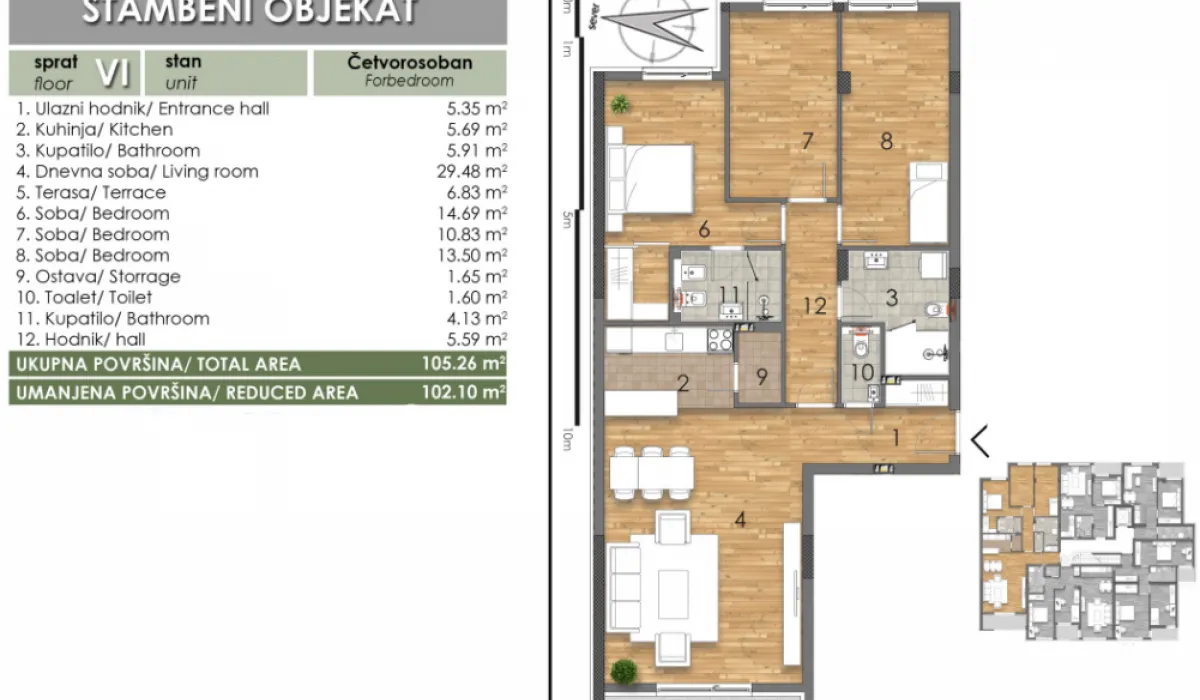Prodaja, četvorosoban stan, 102m², Bulevar Oslobodjenja, Novi Sad Sve Podlokacije